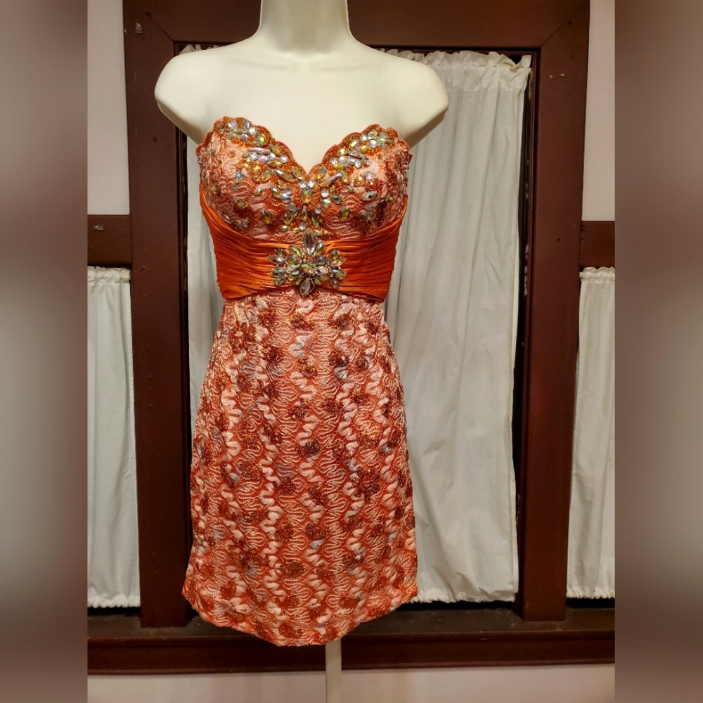 Orange Sequin Lace Shortie